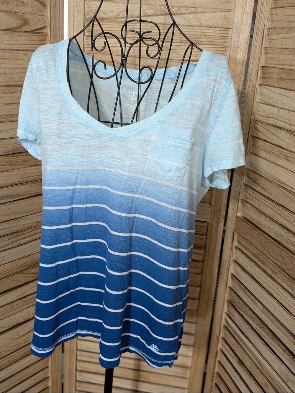 vintage Aeropostale Women Ombre Blue Shirt XL
